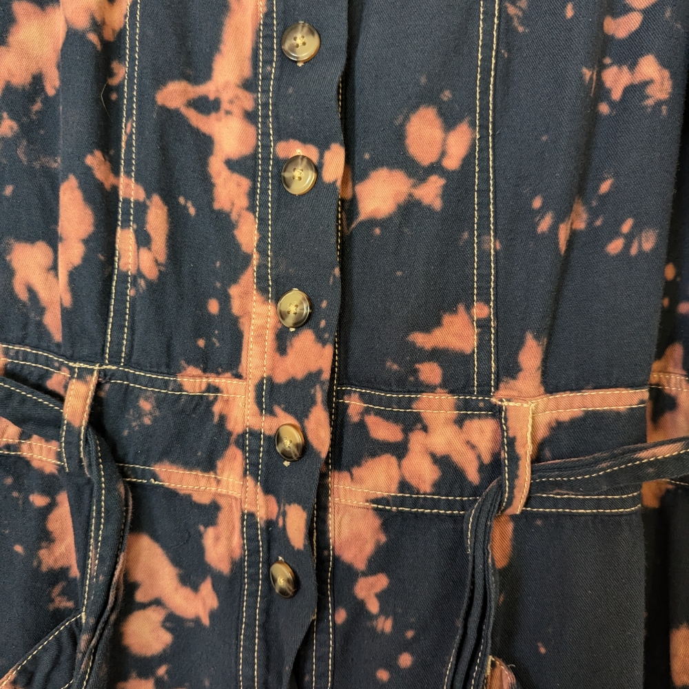 Madewell Navy Jumpsuit with Pink Bleach Splatter - Picture 3 of 6